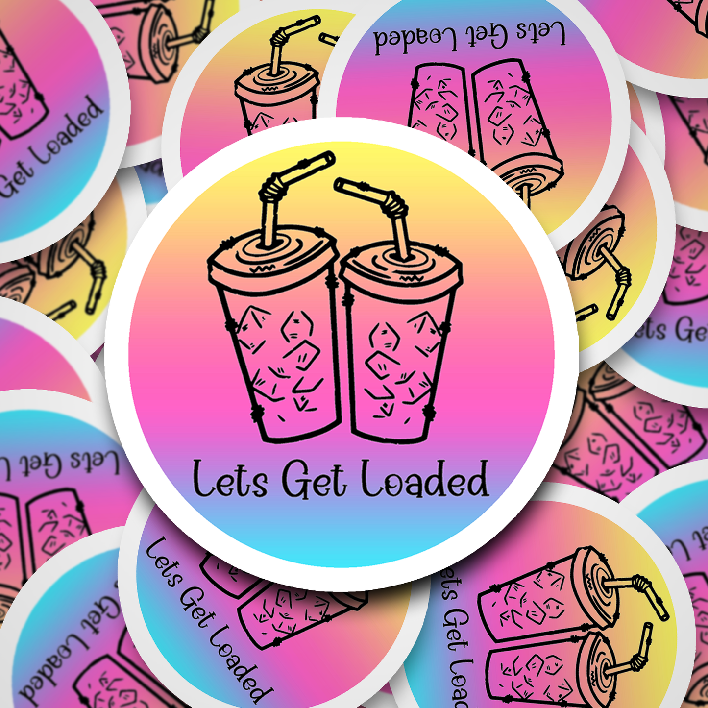 3 in stickers with cup